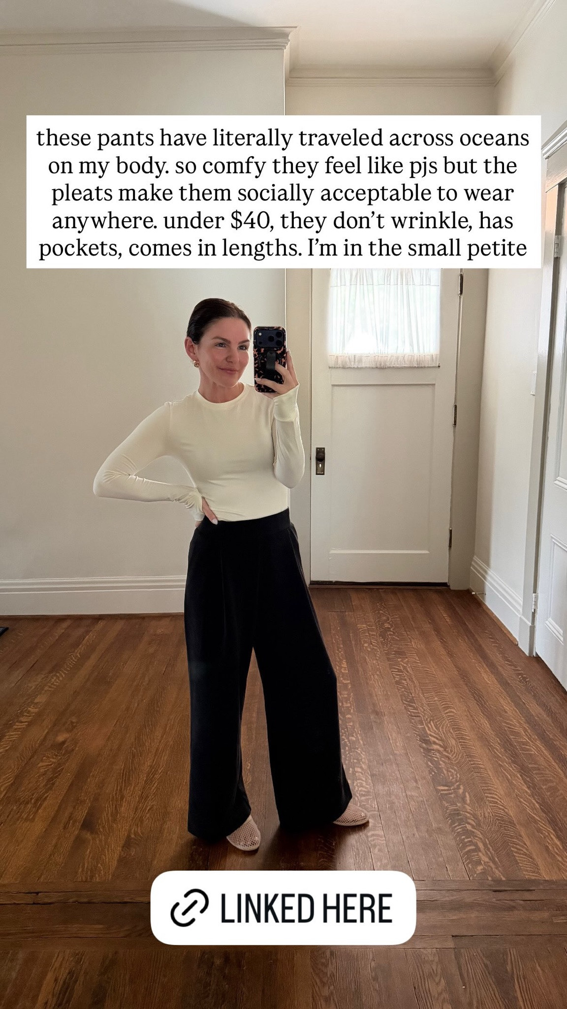 these pants have literally traveled across oceans on my body. so comfy they feel like pjs but the pleats make them socially acceptable to wear anywhere. under $40, they don't wrinkle, has pockets, comes in lengths. I'm in the small petite

#LTKTravel #LTKootd #LTKgrwm