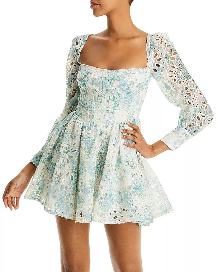 Lila Eyelet Flounce Mini Dress | Bloomingdale's (US)