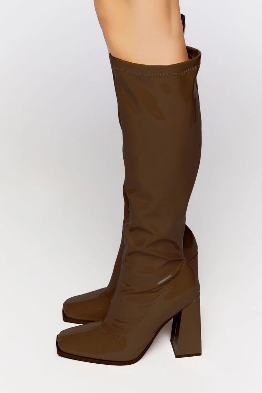 Faux Patent Leather Knee-High Boots | Forever 21 (US)