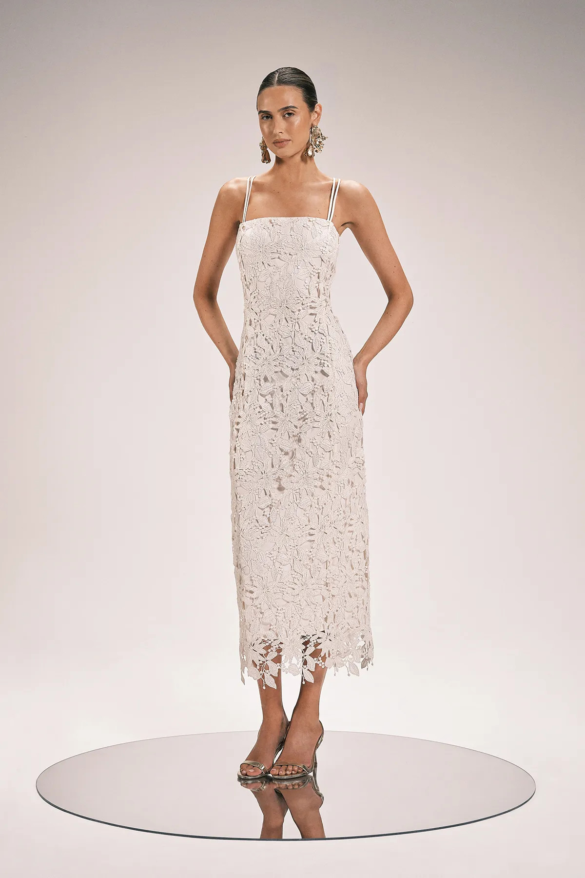 Lace Detail Strappy Midi Dress | Karen Millen