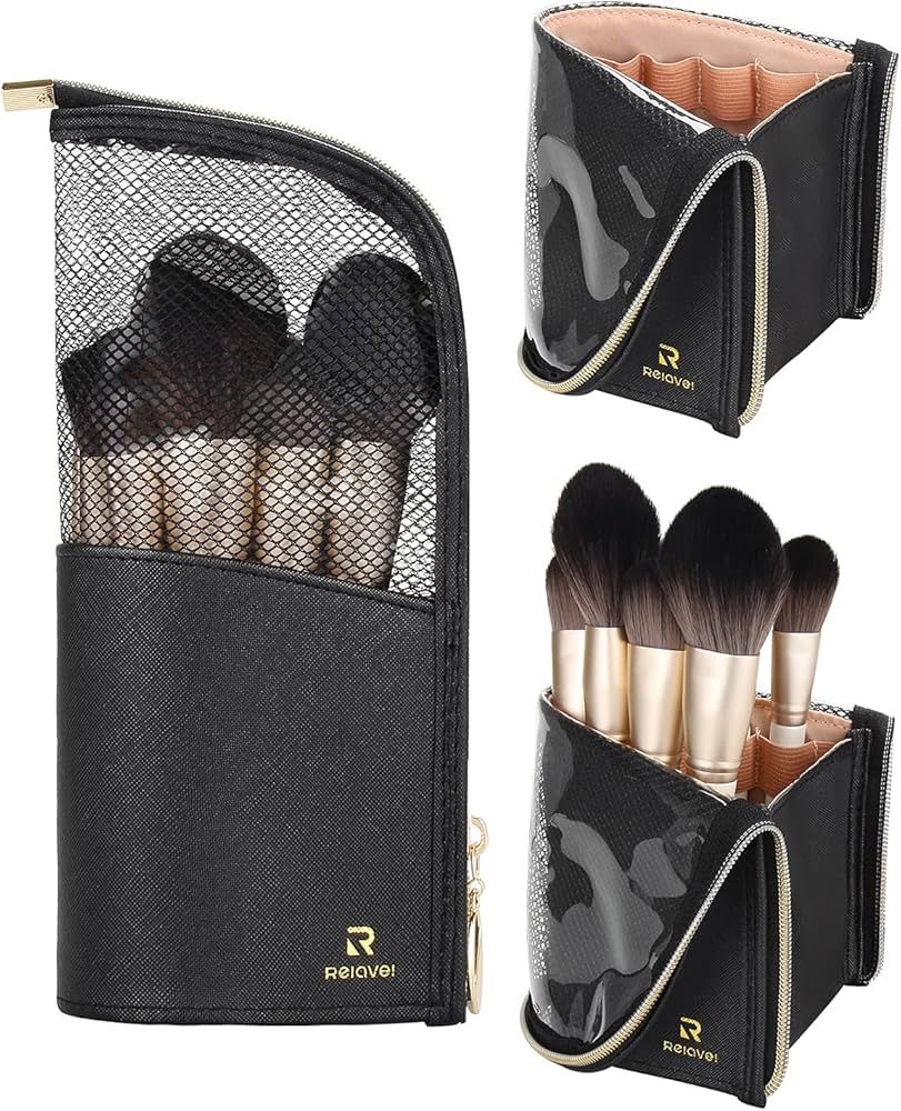 MONSTINA Makeup Brush Organzier Bag,High Capacity Portable Stand-Up Makeup Brush Holder,Professio... | Amazon (US)
