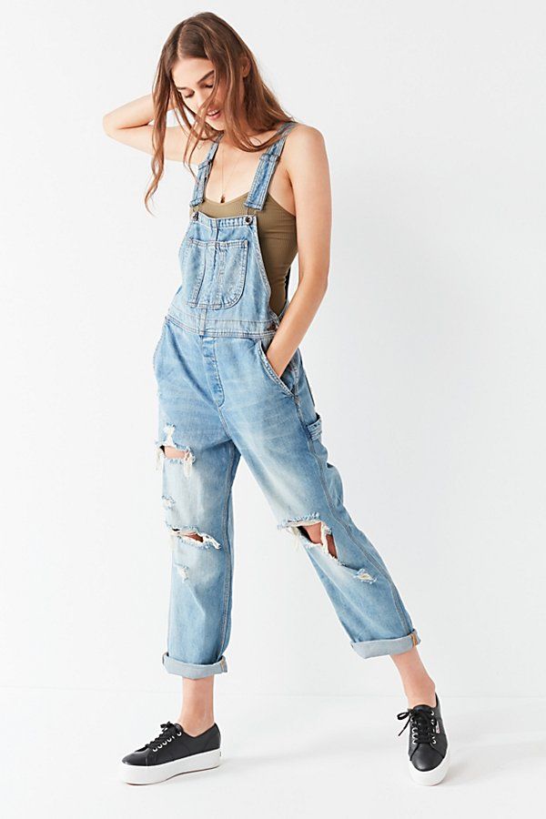 BDG Ryder Boyfriend Overall - Vintage Slash - Vintage Denim Medium XS at Urban Outfitters | Urban Outfitters US