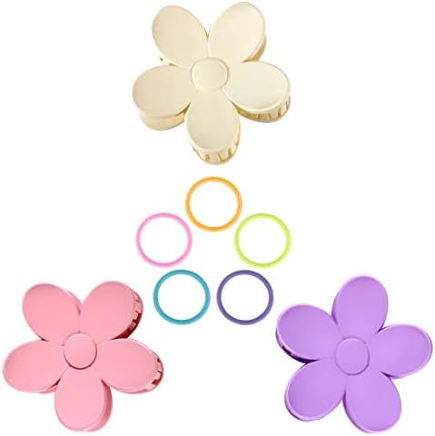 2022 Upgraded Flower Hair claws 3 PCS , Cute Flower Hair Clips , Matte Flower Hair Claw Clips wit... | Amazon (US)