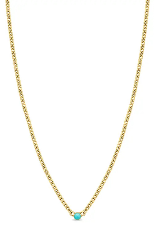 Zoë Chicco Turquoise Pendant Necklace in 14K Yellow Gold at Nordstrom, Size 16 | Nordstrom