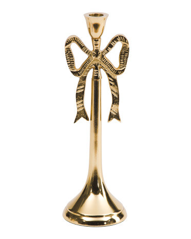 12in Bow Taper Metal Candle Holder | TJ Maxx