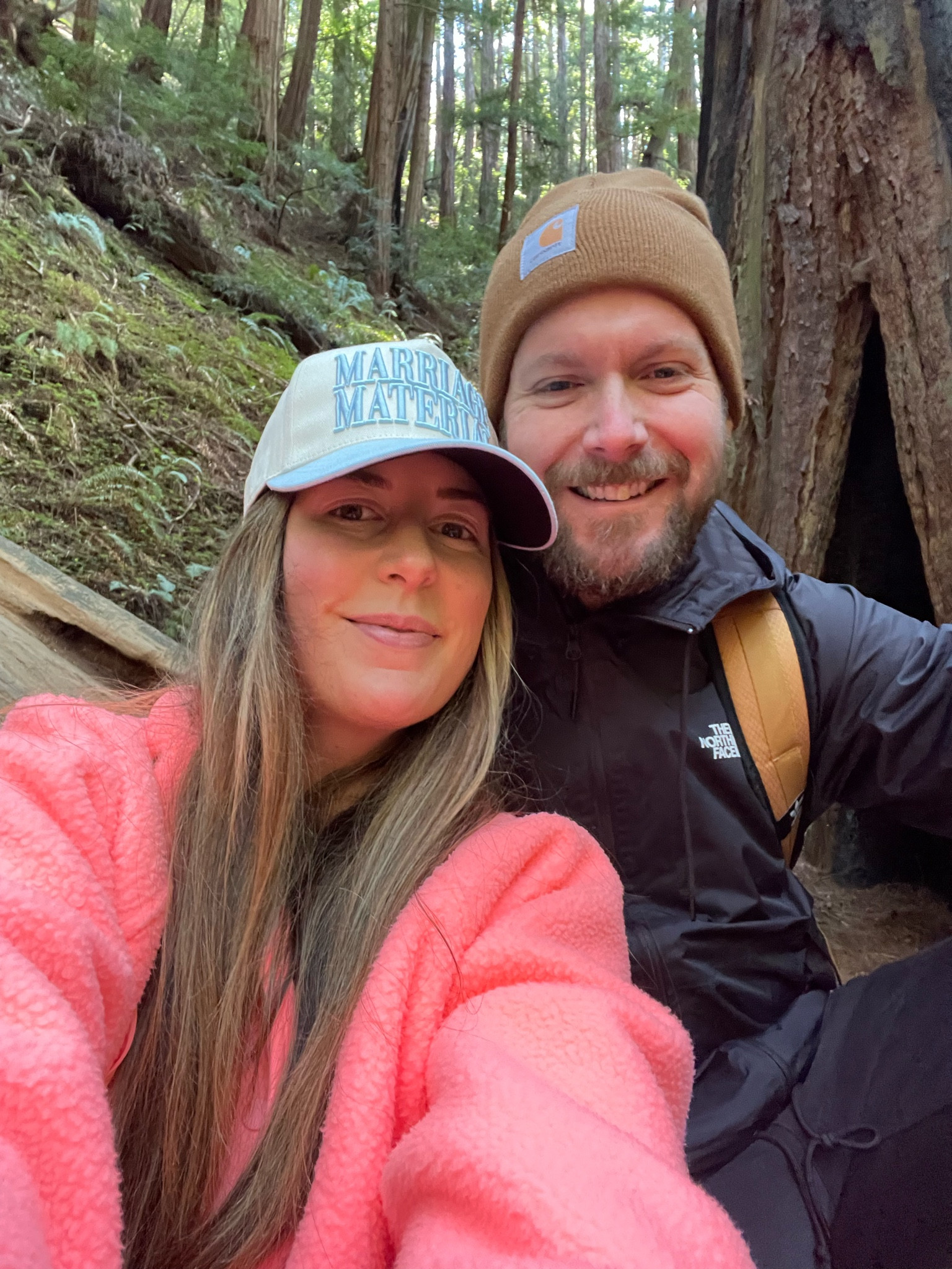 Day two of our trip we spent the morning hiking in Muir Woods 🌲🌲🌲 We were amazed how quiet it was in the woods that are so close to San Francisco. The drive up the winding hills to the park was a little scary but also offered great views! I wore this Marriage Material hat as a cheeky nod to our anniversary, and it would make a great bachelorette gift! 

#LTKTravel #LTKGiftGuide #LTKActive