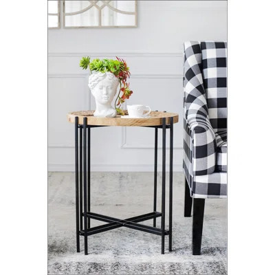 Round Side Table With Wood Top | Wayfair North America