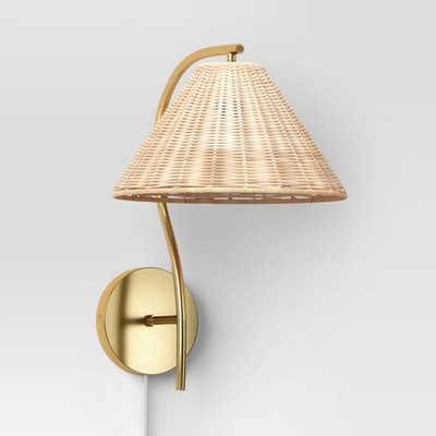 Rattan Wall Sconce Light Brass - Threshold | eBay US