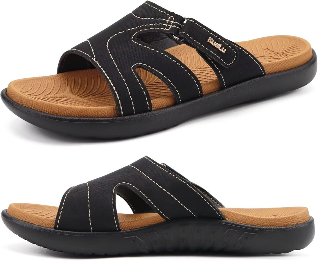 KuaiLu Womens Fashion Orthotic Slides Ladies Lightweight Athletic Yoga Mat Sandals Slip On Thick ... | Amazon (US)