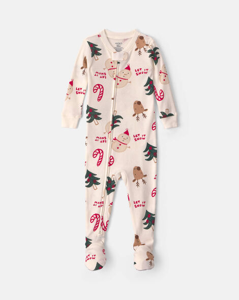Baby 1-Piece Christmas Icon 2-Way Zip 100% Cotton Snug Fit Footed Pajama - Cream | Carter's | Carter's Inc