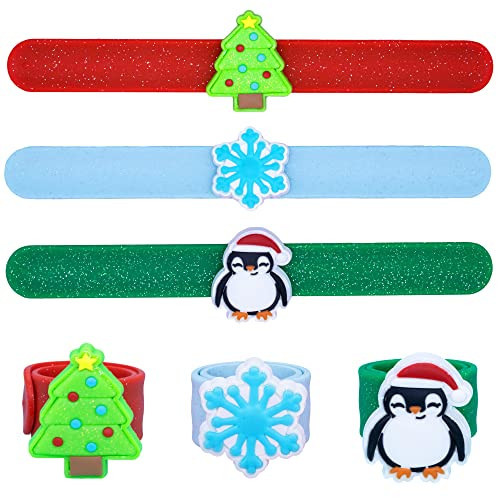 FROG SAC 3 Flashing LED Christmas Slap Bracelets for Kids, Light Up Holiday Slap Bracelet Wrist Bands for Girls and Boys, Tween Girl and Boy Stocking Stuffers Party Favors | Amazon (US)