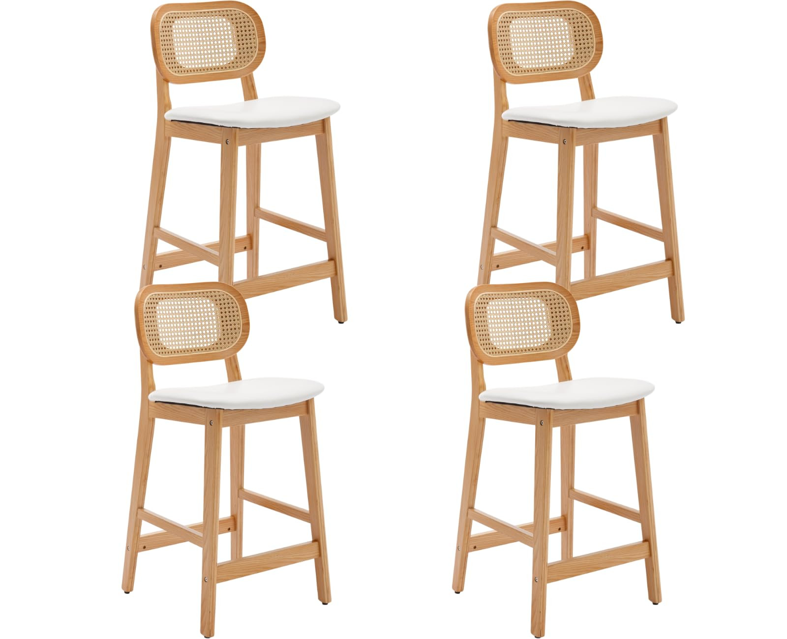 EALSON Counter Height Bar Stools Set of 4 Rattan Back Farmhouse Barstools Mid Century Modern Bar ... | Amazon (US)