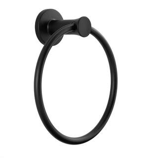 Glacier Bay Wall Mounted Lucien Towel Ring in Matte Black BTH-086-109 - The Home Depot | The Home Depot