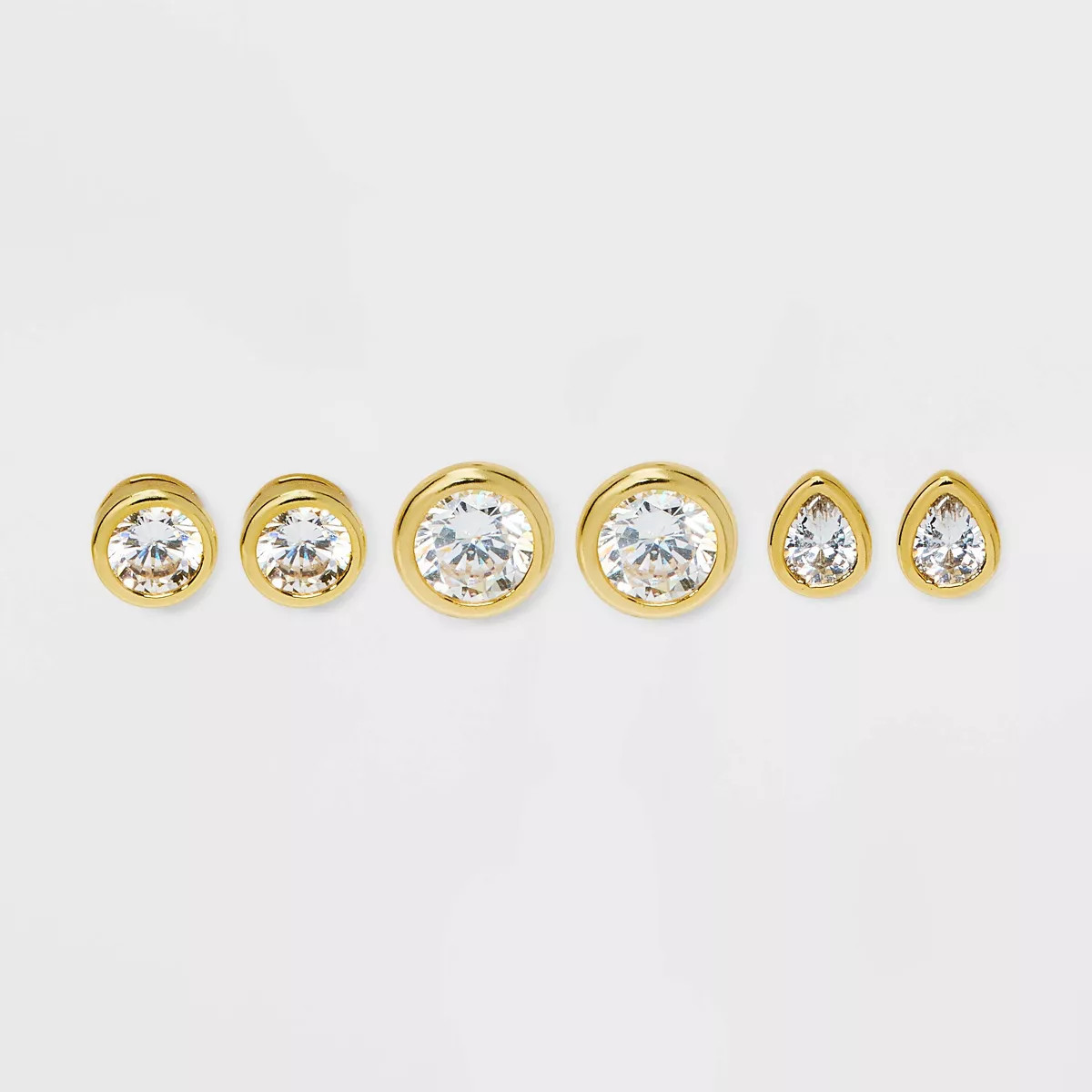 Bezeled Stud Earring Set 3pc - A New Day™ Gold | Target