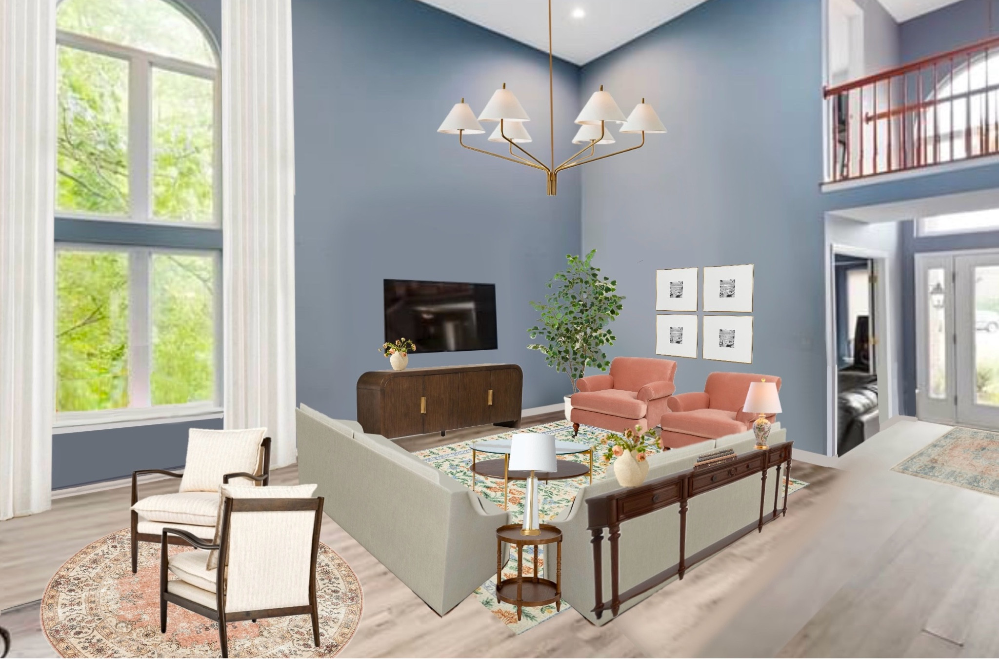 Grand millennial styled room to complement these periwinkle blue walls 🤍

#LTKFindsUnder50 #LTKFindsUnder100 #LTKHome