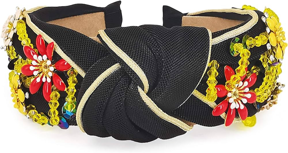 Rhinestone Crystal Wide Headbands Knot Turban Fashion Vintage Hairband Elastic Hair Hoops Hair Ac... | Amazon (US)
