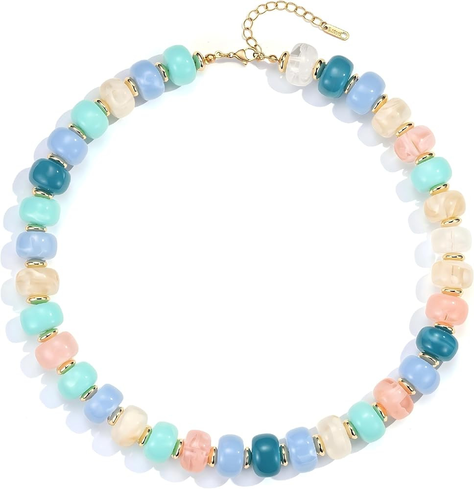 Joo&Rind Chunky Beaded Necklace for Women Colorful Bead Necklaces Bohemian Large Beads Necklace J... | Amazon (US)