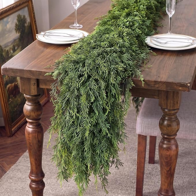 1Pcs 6FT Lifelike Touch Artificial Christmas Cedar Garland for Mantle Decor | Amazon (US)
