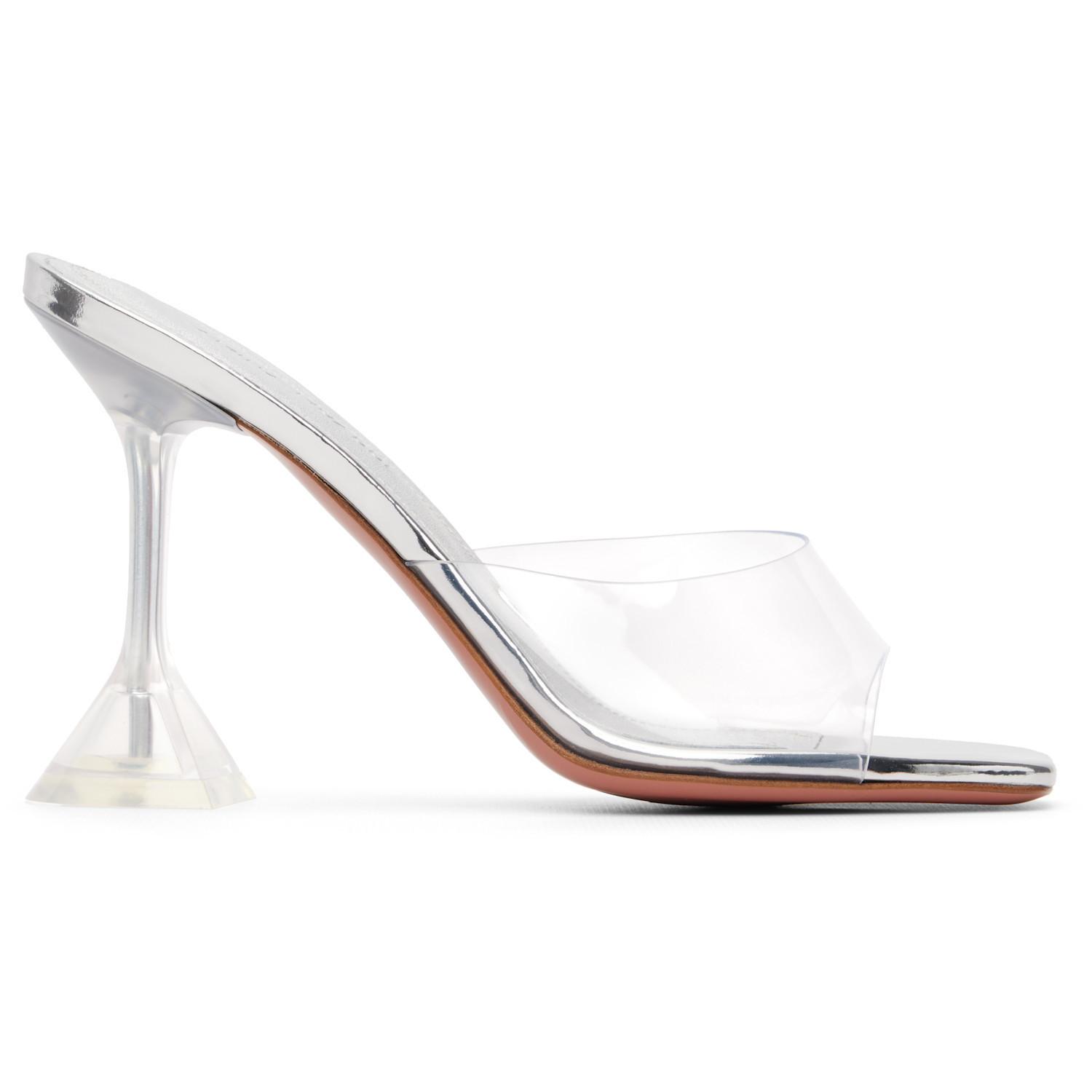 Amina Muaddi Silver Lupita Glass Slipper 95 Heeled Sandals | SSENSE