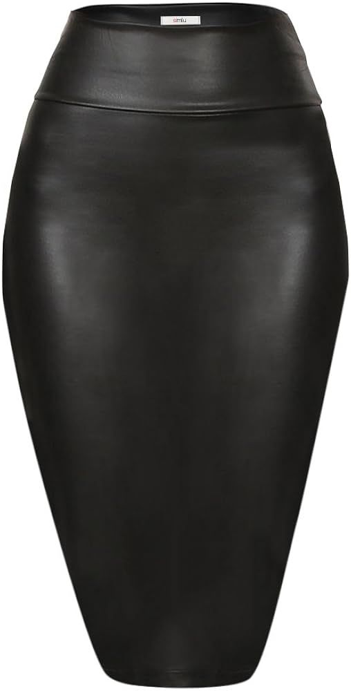 Faux Leather Skirts for Women High Waisted Leather Bodycon Pencil Skirt | Amazon (US)