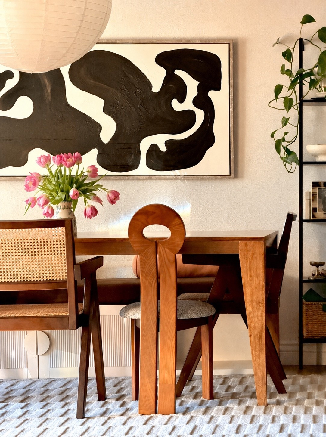 I spy 🌈 
Springtime is filling up all the corners of the house! Our casual dining room is an eclectic mix of modern and mid century style chairs. #midcentury #casualmodern #diningroom 

#LTKHome