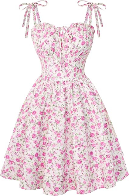 Scarlet Darkness Floral Mini Dress for Women Corset Graduation Sundress | Sleeveless milkmaid swe... | Amazon (US)