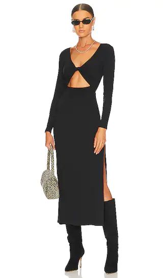 Hayden Midi Dress in Black | Revolve Clothing (Global)