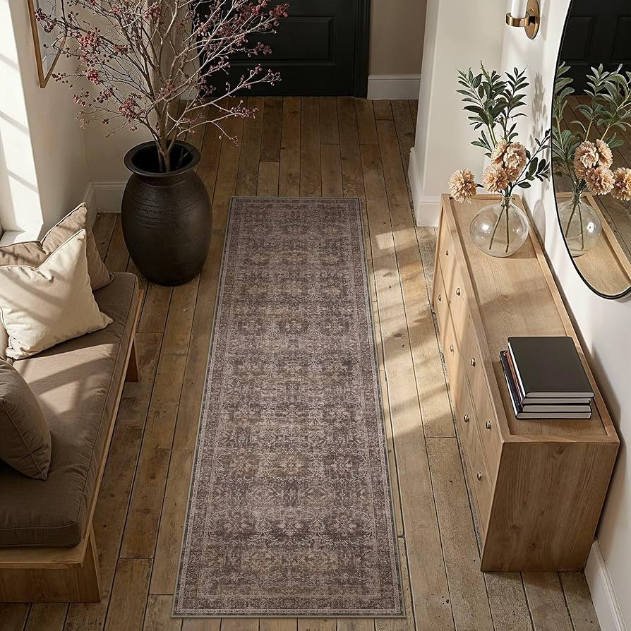 HUGEAR Red Brown 2x8 Runner Rugs Washable for Hallway | Amazon (US)