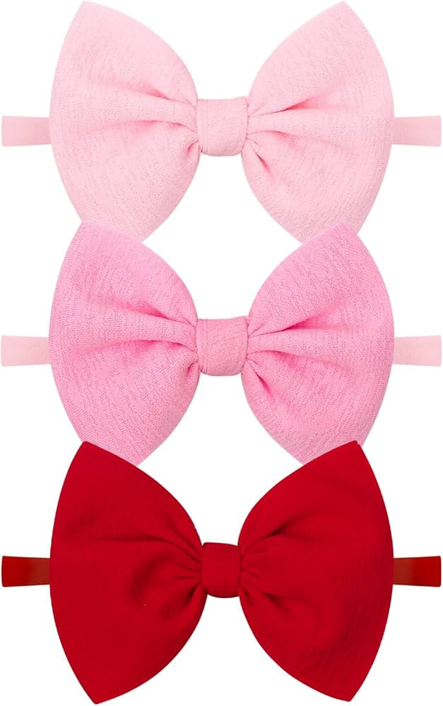 YanJie Valentines Bows for Girls - Red and Pink Headband Bows - Newborn Valentines Day Hair Acces... | Amazon (US)