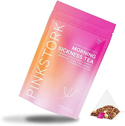 Pink Stork Morning Sickness Relief Tea: Ginger Peach, Organic Ginger, 100% Organic, Nausea Relief, D | Amazon (US)
