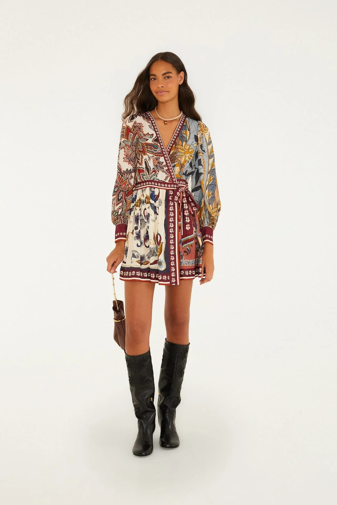 Stained Glass Beauty Mixed Scarves Mini Dress | FARM Rio | FarmRio (US)