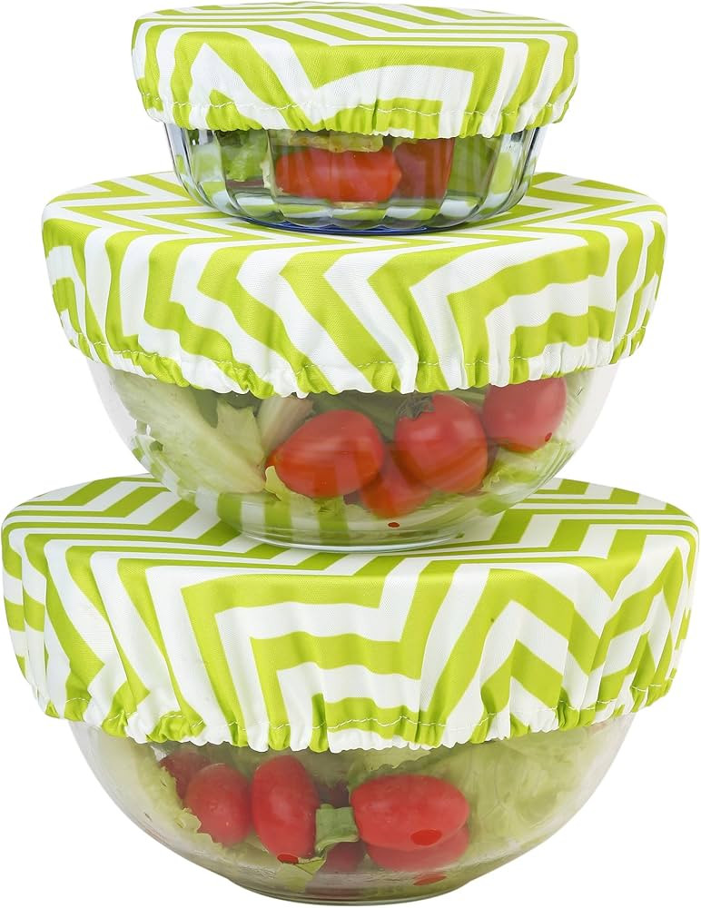 Wegreeco Reusable Bowl Covers - Set of 3,Chevron Green | Amazon (US)