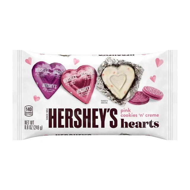 Hershey's Pink Cookies 'n' Creme Hearts Valentine's Day Candy, Bag 8.8 oz - Walmart.com | Walmart (US)