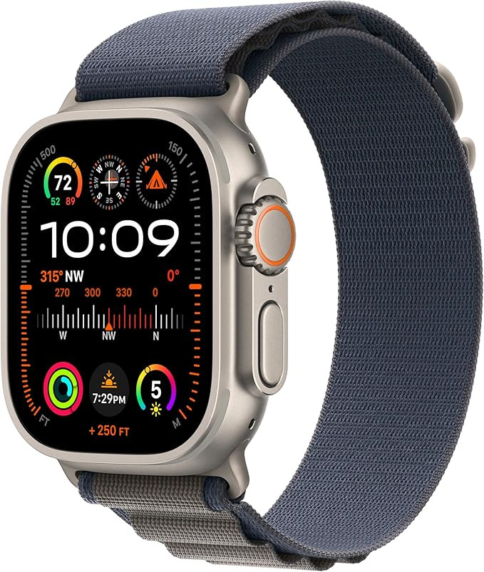 Apple Watch Ultra 2 [GPS + Cellular 49mm] Smartwatch with Rugged Titanium Case & Blue Alpine Loop... | Amazon (US)