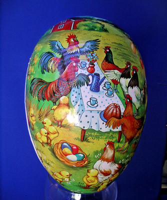 Vtg Large Nestler Paper Mache Easter Egg Germany Chicks rooster farm JUMBO 9.5in | eBay US