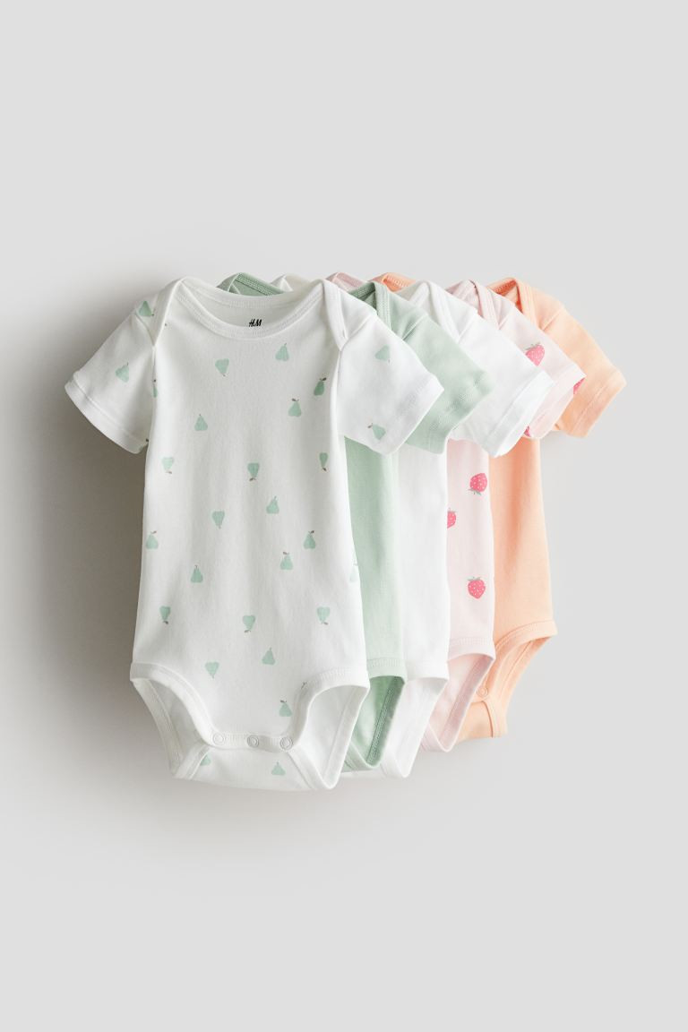 5-pack Cotton Bodysuits - Light Pink/strawberries - Kids | H&M US | H&M (US + CA)