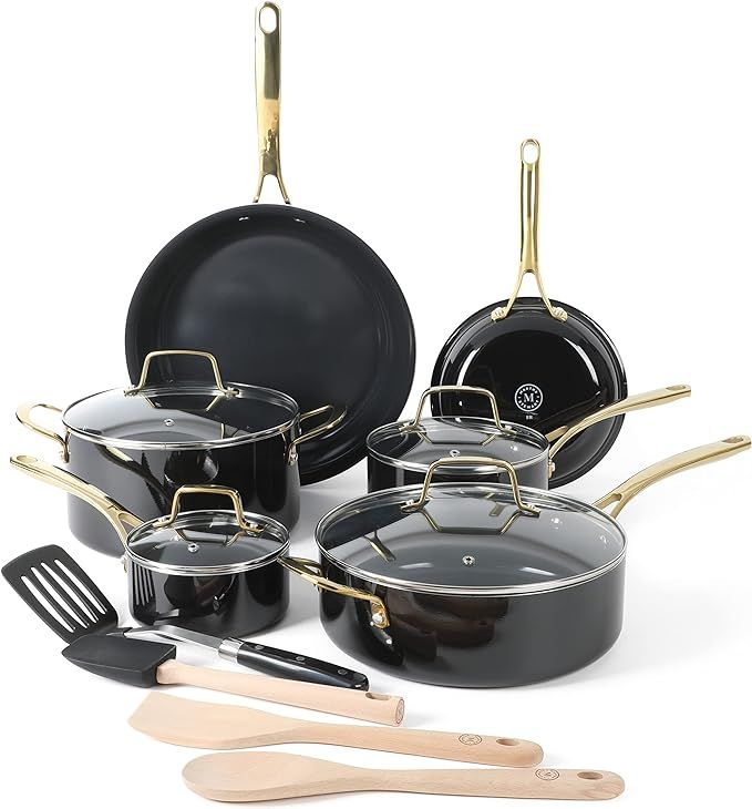 Martha Stewart Lockton 14 Piece Premium Non-Stick Heavy-Gauge Aluminum Cookware Combo Set (Pots, ... | Amazon (US)