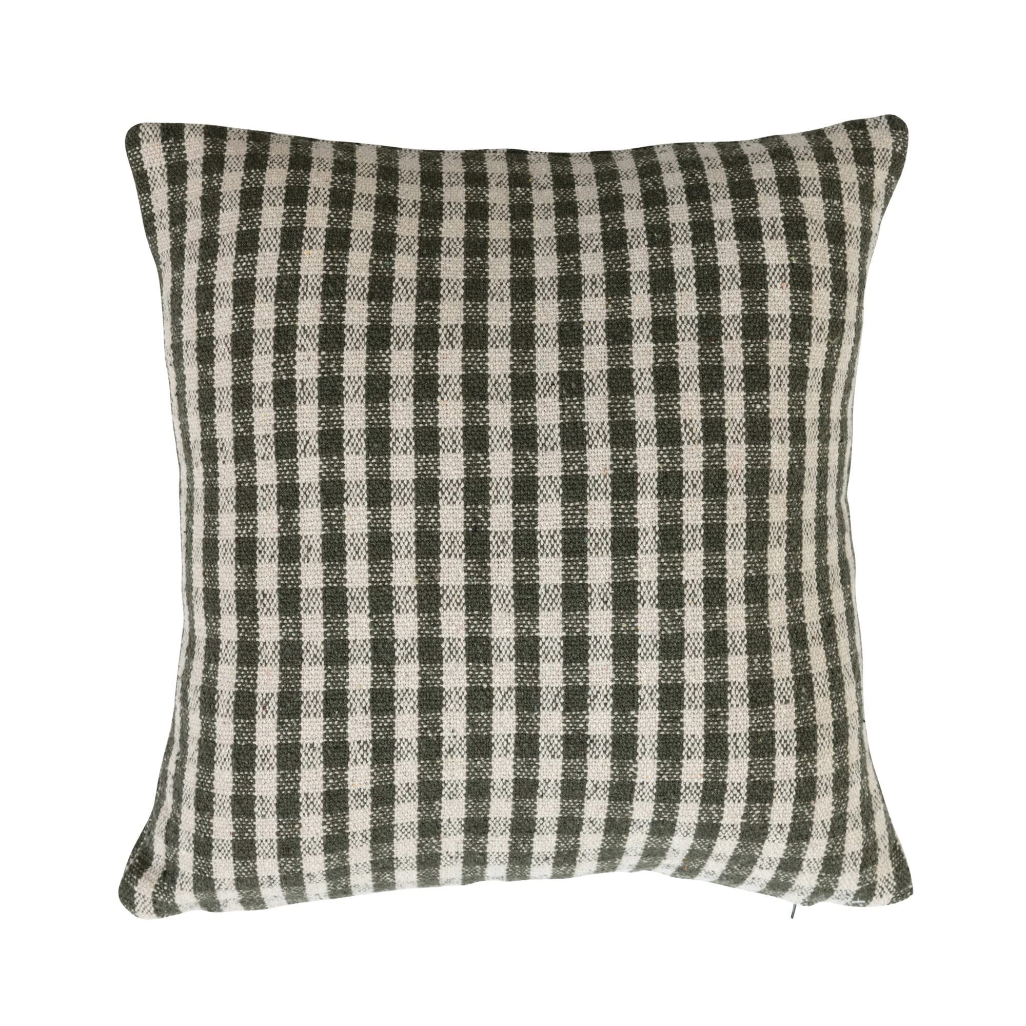 Creative Co-Op Creative Co-Op Woven Recycled Cotton Blend Pillow Gingham, Green and White | Amazon (US)