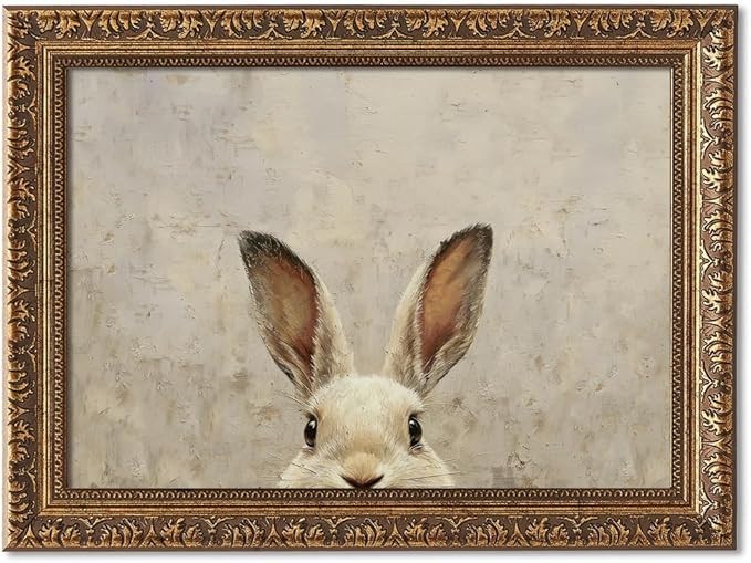 Gold Framed Easter Vintage Aesthetics Wall Art Cute White Rabbit Poster For Religion Believers Ro... | Amazon (US)