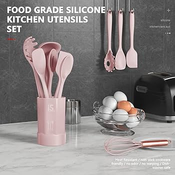 Silicone Cooking Utensils Set - 446°F Heat Resistant Kitchen Utensils,Turner Tongs,Spatula,Spoon... | Amazon (US)