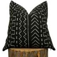 Mudcloth Pillow Cover, African Mud Cloth, Black and Off White | Etsy (US)