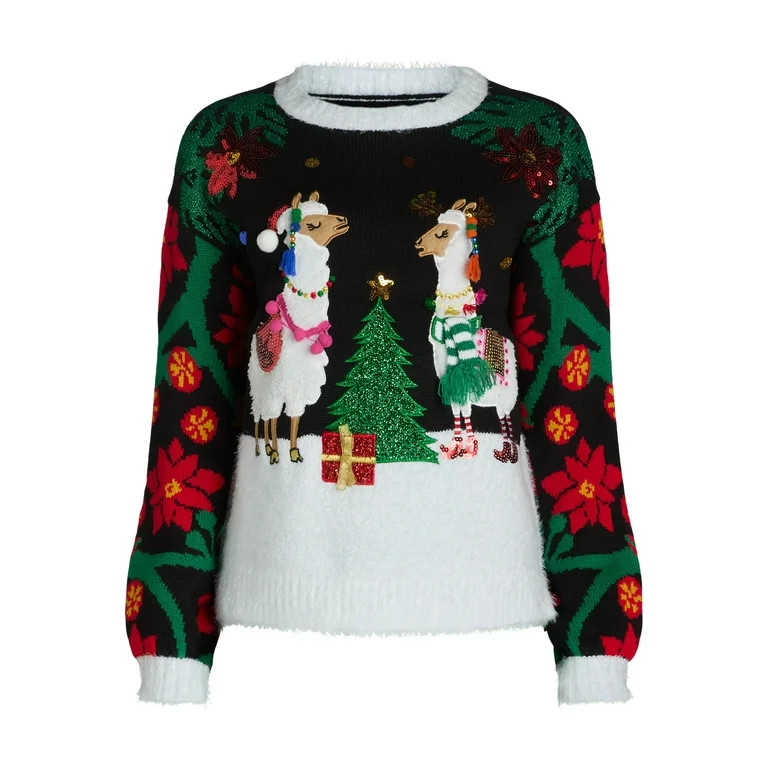 Holiday Time Embellished Sweater, Women’s, Sizes XS-3X | Walmart (US)