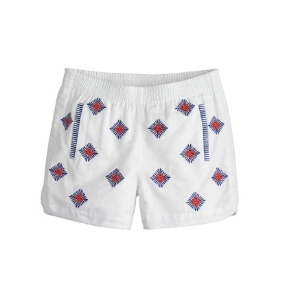 Embroidered sunburst pull-on short | J.Crew US