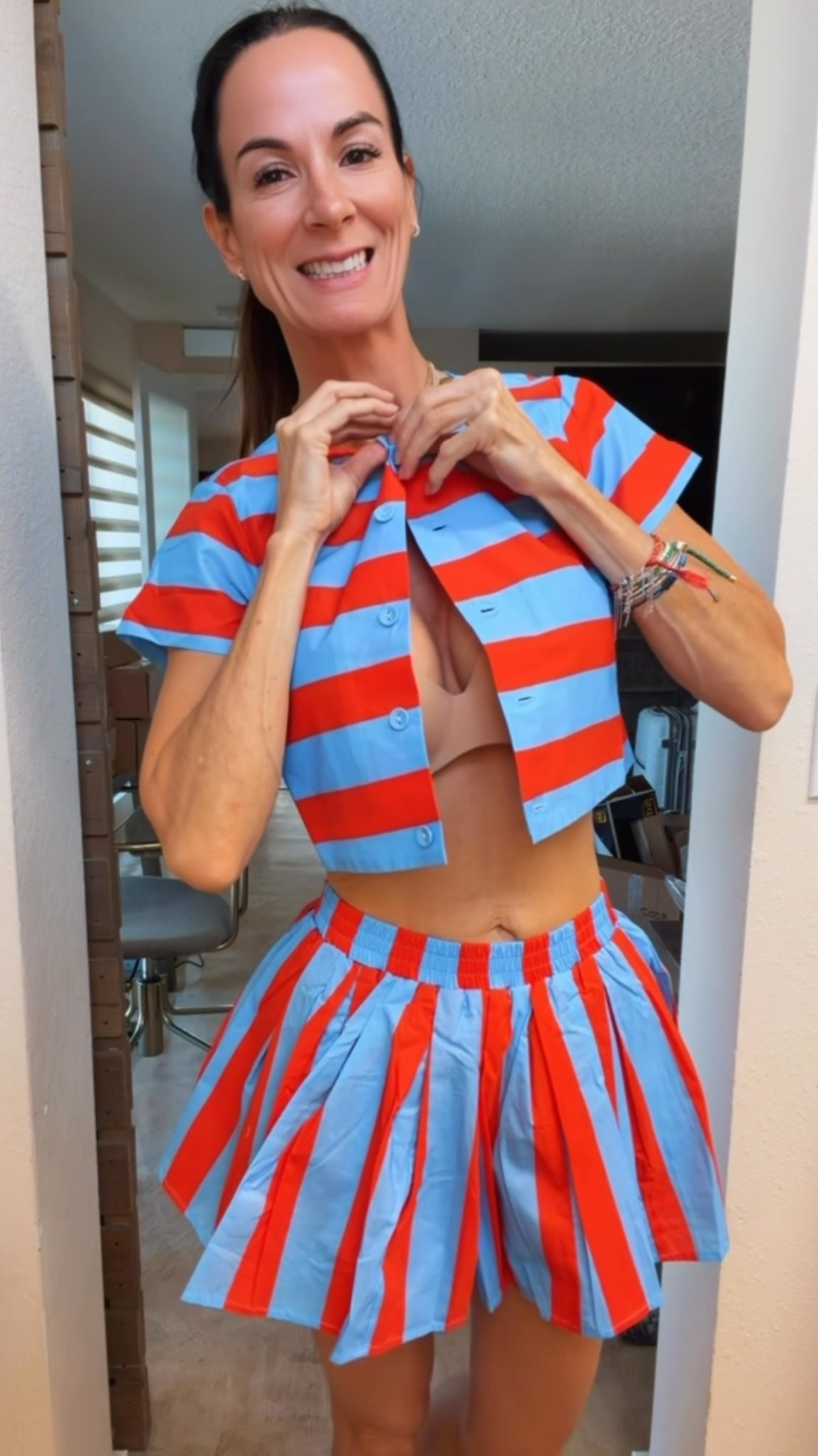 Yacht club happy hour called… and apparently the assignment was to be the cutest one there 💙❤️🍸⚓️

This little striped set is giving coastal cool with a side of extra and honestly… I regret nothing. The twirl test passed, the compliments were nonstop, and yes… the red accessories came to steal the show 😌✨

Wearing XS

#YachtClubStyle #CoastalChic #MatchingSet #SummerStyle #NicoleColeeStyle

#LTKootd #LTKdayinmylife #LTKgrwm