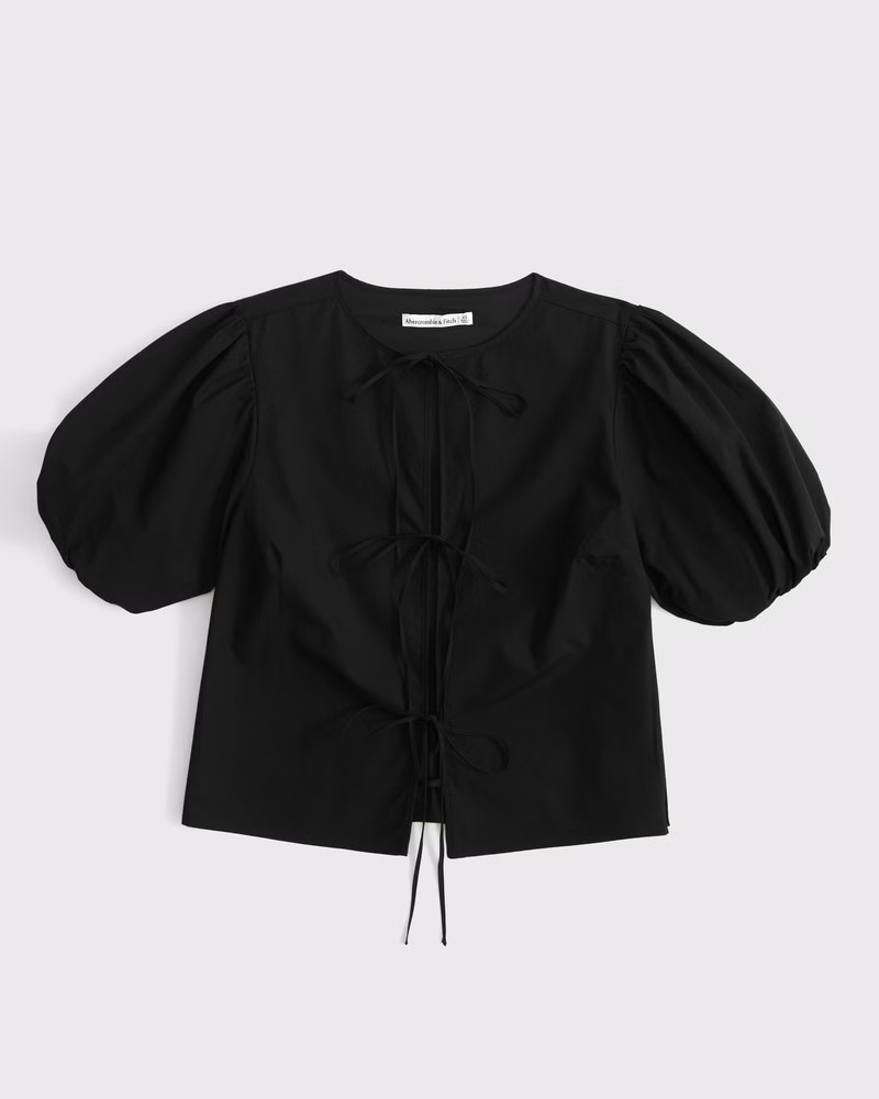 Short-Sleeve Tie-Front Top | Abercrombie & Fitch (US)