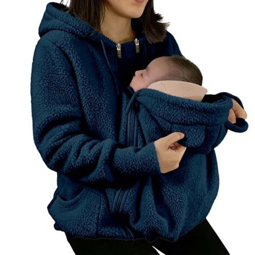 Babywearing Fleece Jacket Baby Wearing Jacket Women Winter Warm Fleece Maternity Coats Full Zip 3 in 1 Babywearing Jackets Pregnancy Clothes Blue | Amazon (US)