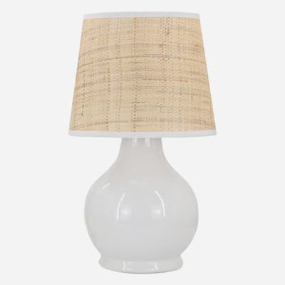 White Ceramic Lamp with Seagrass Shade, 17.5" | At Home