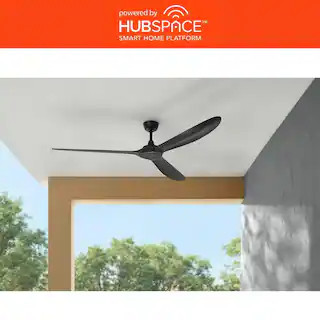 Tager 72 in. Smart Indoor/Outdoor Matte Black with Matte Black Blades Ceiling Fan with Remote Pow... | The Home Depot