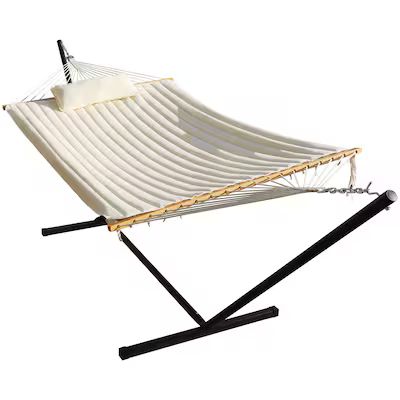 VEIKOUS Two Person Hammock 12FT with Stand and Pillow for Outdoor, White | Lowe's