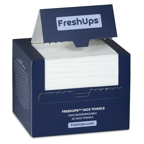 FreshUps™ Disposable Face Towels XL, Spa-Quality Face Towelette, Makeup Remover Dry Cloth Wipes, Ultra Soft, Biobased, Extra Large, 50 Ct | Amazon (US)